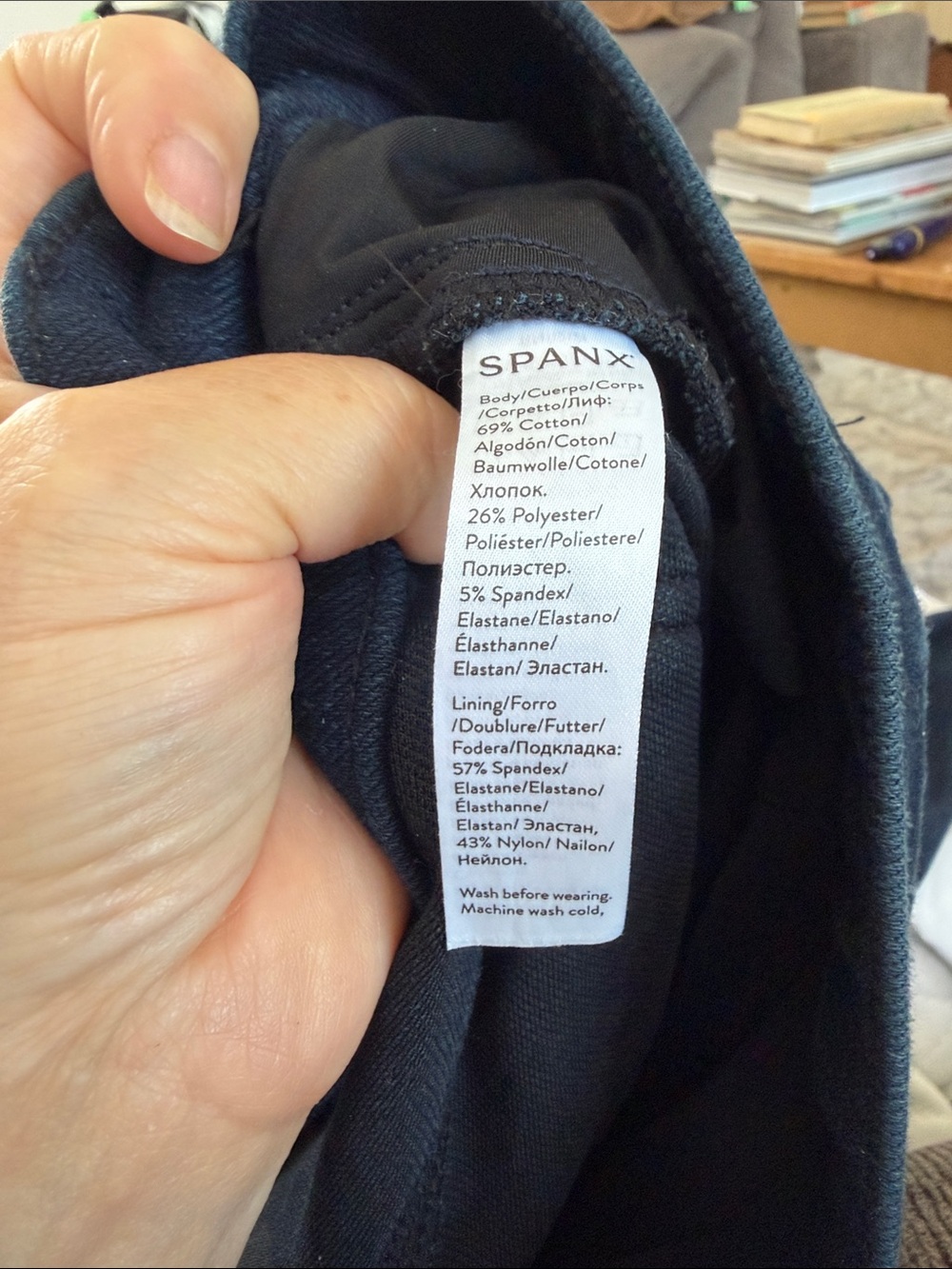 SPANX Red Tag on Dark Blue Denim Waistband size large - Picture 7 of 7